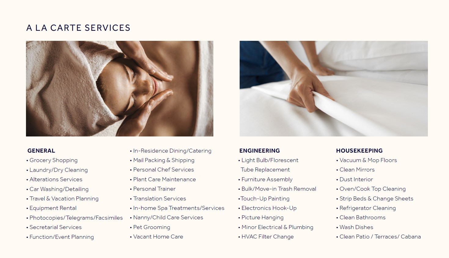 The Ritz-Carlton Residences Palm Beach Gardens Residential Services A La Carte